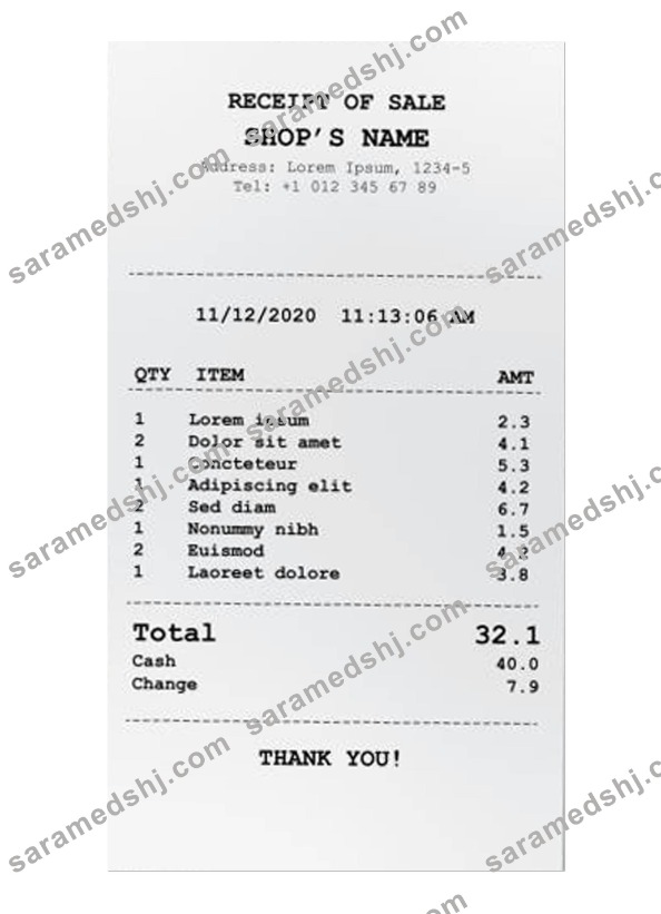 SHOP'S payment receipt